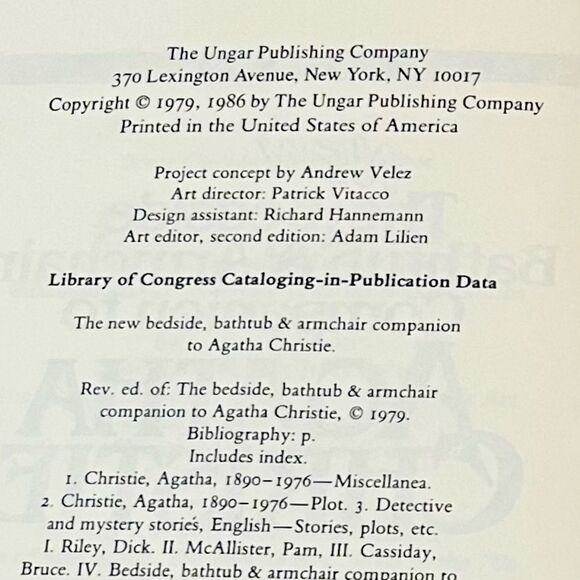The Bedside Bathtub & Armchair Companion to Agatha Christie Book 1986 Dick Riley - Picture 11 of 11